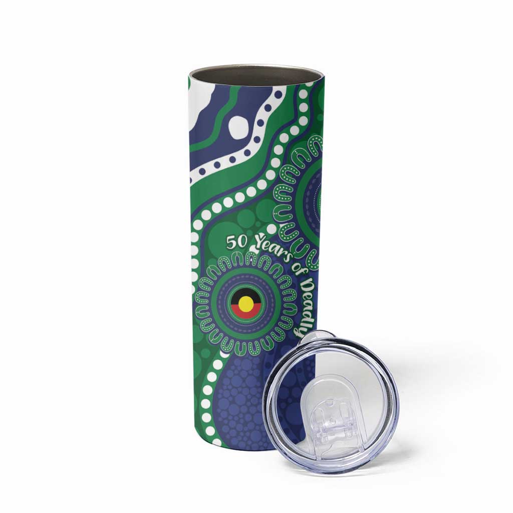 Warriors NAIDOC Week 2026 Personalised Skinny Tumbler 50 Years of Deadly Aboriginal Art