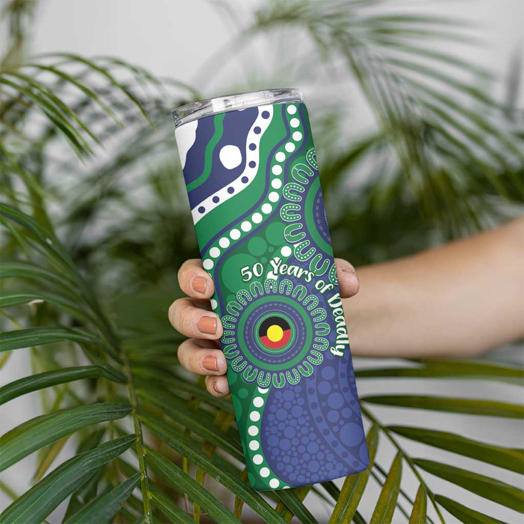 Warriors NAIDOC Week 2026 Personalised Skinny Tumbler 50 Years of Deadly Aboriginal Art