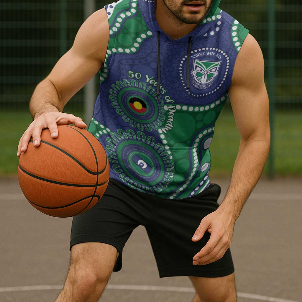 Warriors NAIDOC Week 2026 Personalised Sleeveless Hoodie 50 Years of Deadly Aboriginal Art