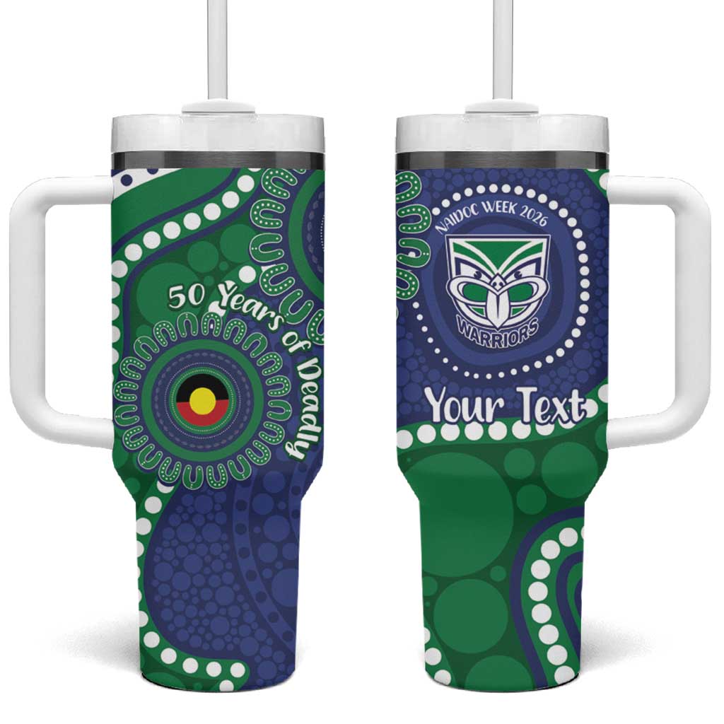 Warriors NAIDOC Week 2026 Personalised Tumbler With Handle 50 Years of Deadly Aboriginal Art