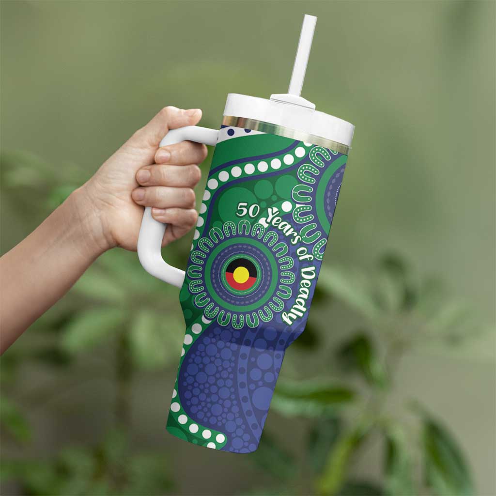 Warriors NAIDOC Week 2026 Personalised Tumbler With Handle 50 Years of Deadly Aboriginal Art