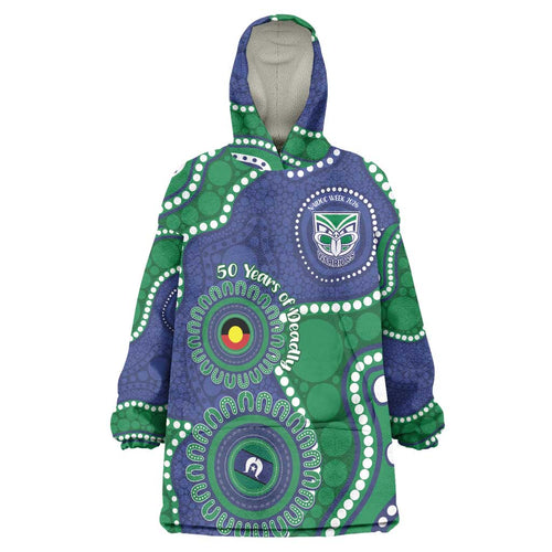 Warriors NAIDOC Week 2026 Personalised Wearable Blanket Hoodie 50 Years of Deadly Aboriginal Art