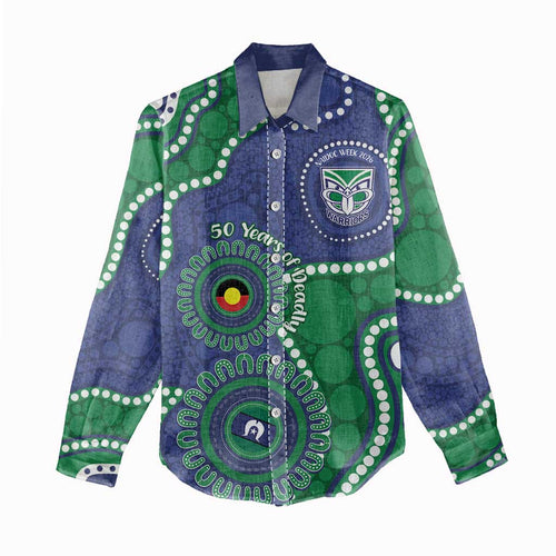 Warriors NAIDOC Week 2026 Personalised Women Casual Shirt 50 Years of Deadly Aboriginal Art