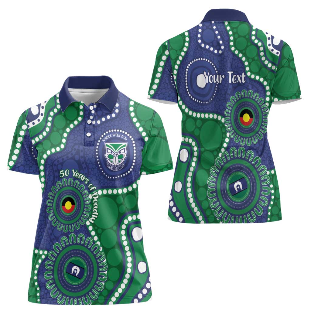 Warriors NAIDOC Week 2026 Personalised Women Polo Shirt 50 Years of Deadly Aboriginal Art
