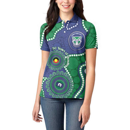Warriors NAIDOC Week 2026 Personalised Women Polo Shirt 50 Years of Deadly Aboriginal Art