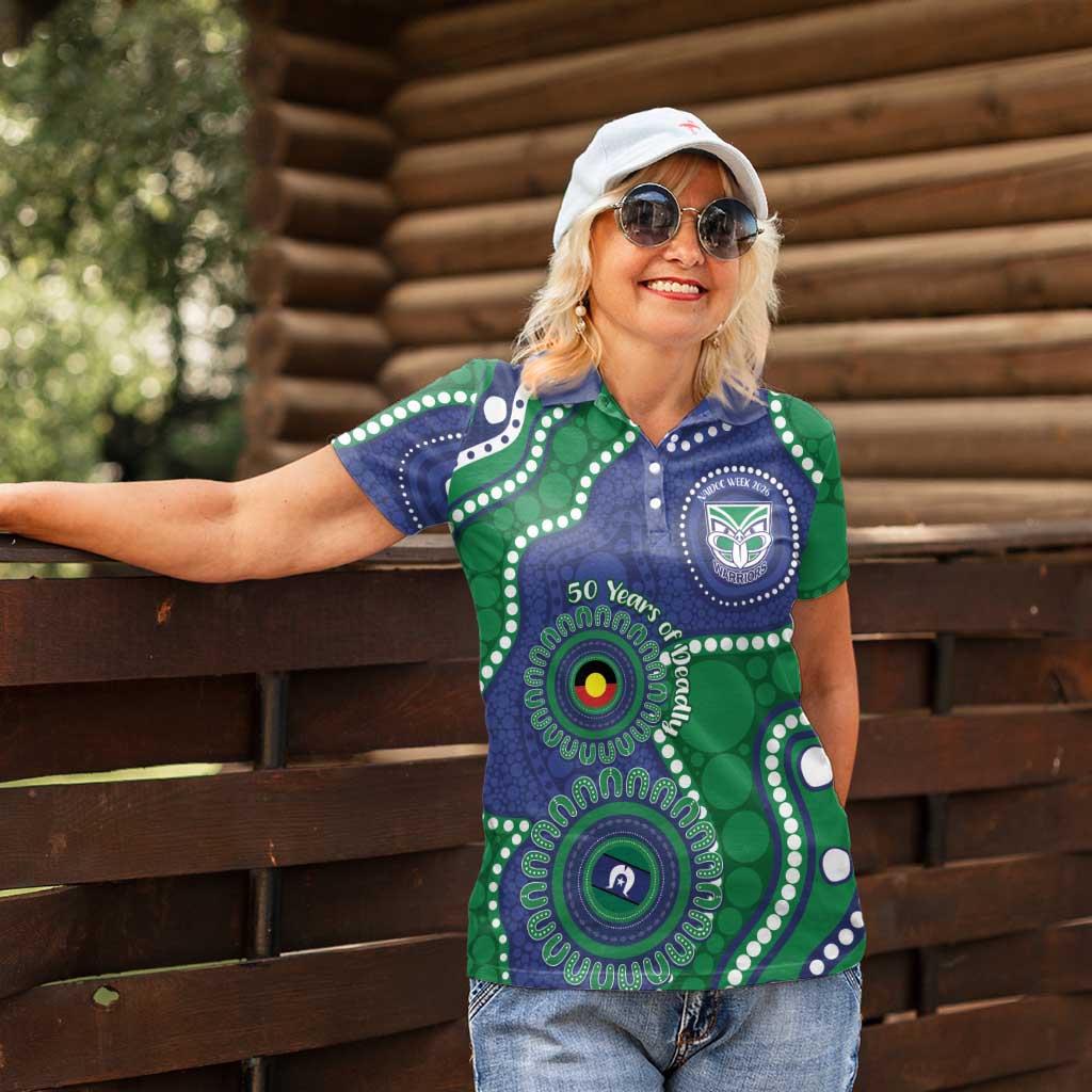 Warriors NAIDOC Week 2026 Personalised Women Polo Shirt 50 Years of Deadly Aboriginal Art