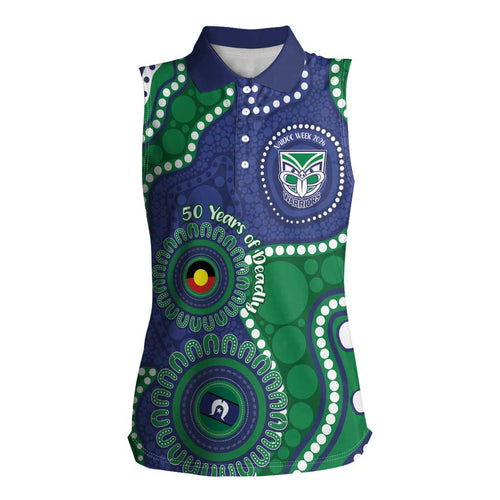 Warriors NAIDOC Week 2026 Personalised Women Sleeveless Polo Shirt 50 Years of Deadly Aboriginal Art