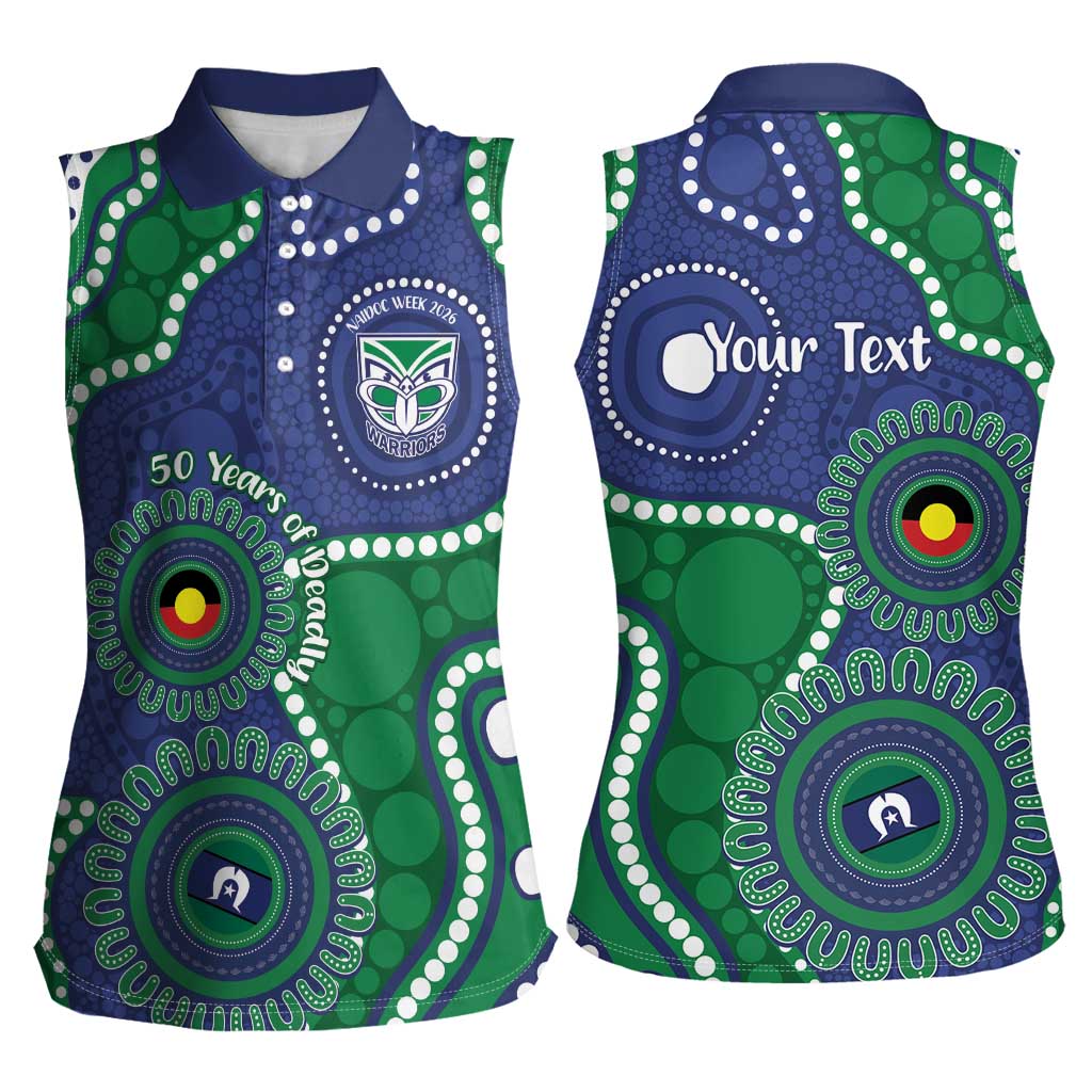 Warriors NAIDOC Week 2026 Personalised Women Sleeveless Polo Shirt 50 Years of Deadly Aboriginal Art