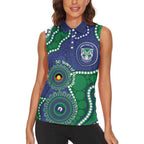 Warriors NAIDOC Week 2026 Personalised Women Sleeveless Polo Shirt 50 Years of Deadly Aboriginal Art