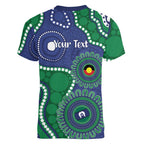 Warriors NAIDOC Week 2026 Personalised Women V-Neck T-Shirt 50 Years of Deadly Aboriginal Art
