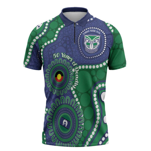 Warriors NAIDOC Week 2026 Personalised Zipper Polo Shirt 50 Years of Deadly Aboriginal Art