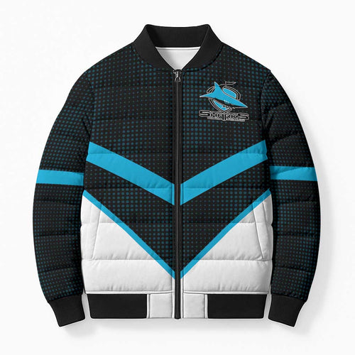 Cronulla-Sutherland Sharks Custom Bomber Puffer Jacket Go Sharkies 2026 Version