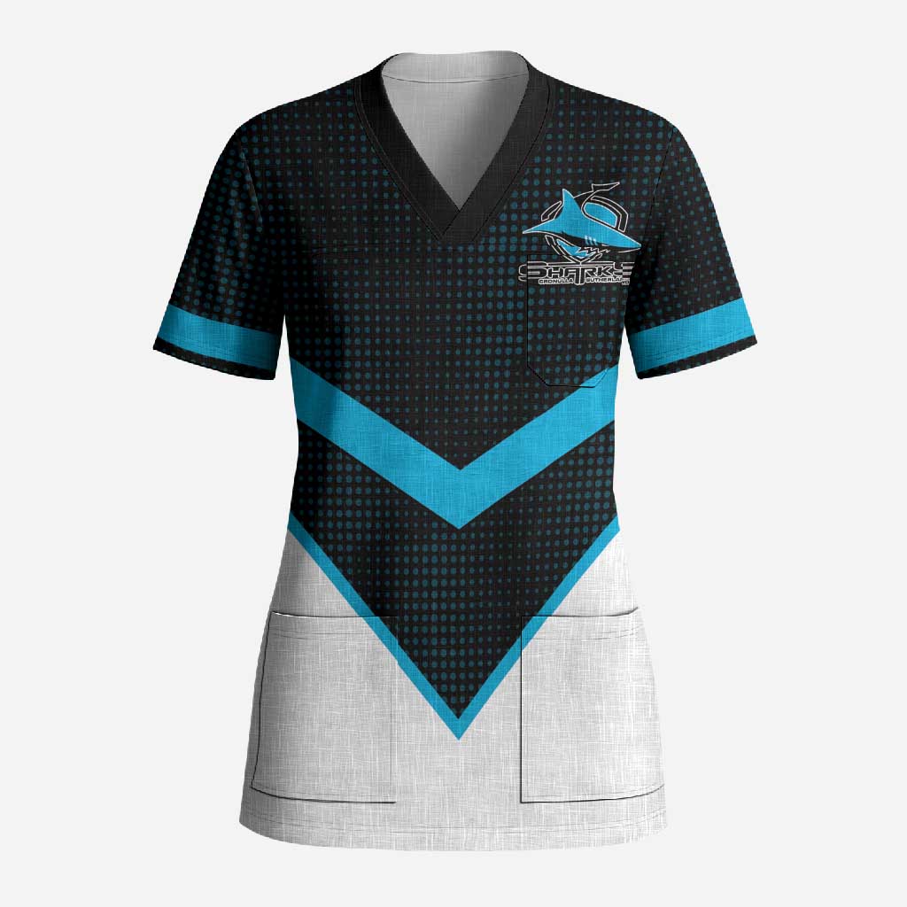 Cronulla-Sutherland Sharks Custom Scrub Top Go Sharkies 2026 Version