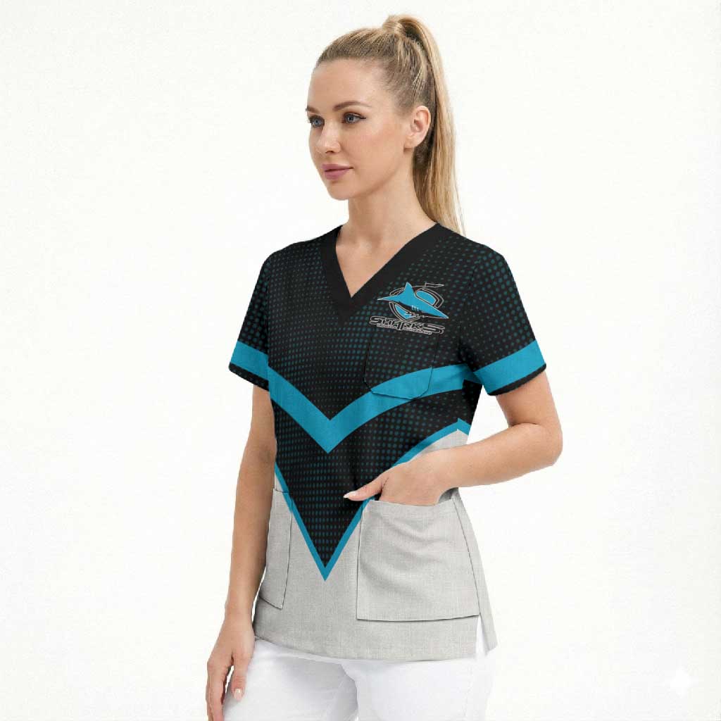 Cronulla-Sutherland Sharks Custom Scrub Top Go Sharkies 2026 Version