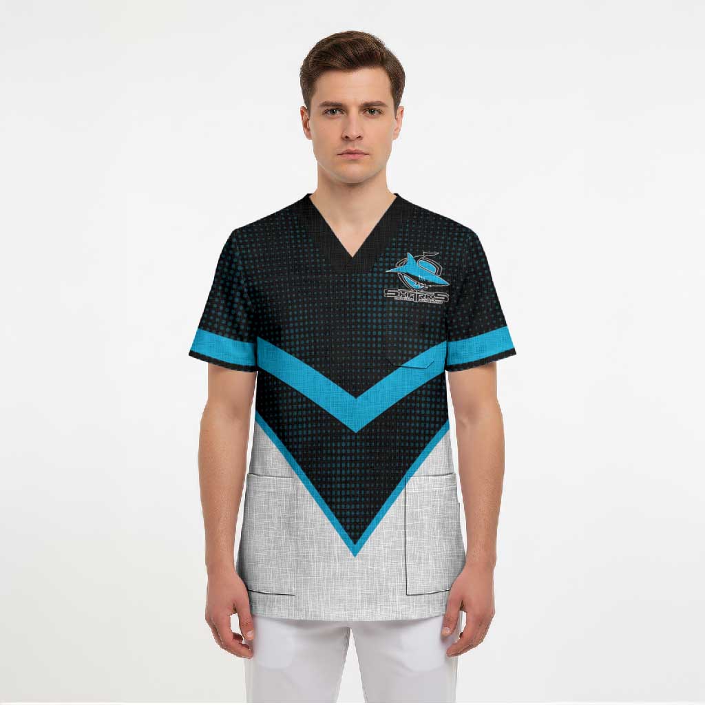 Cronulla-Sutherland Sharks Custom Scrub Top Go Sharkies 2026 Version