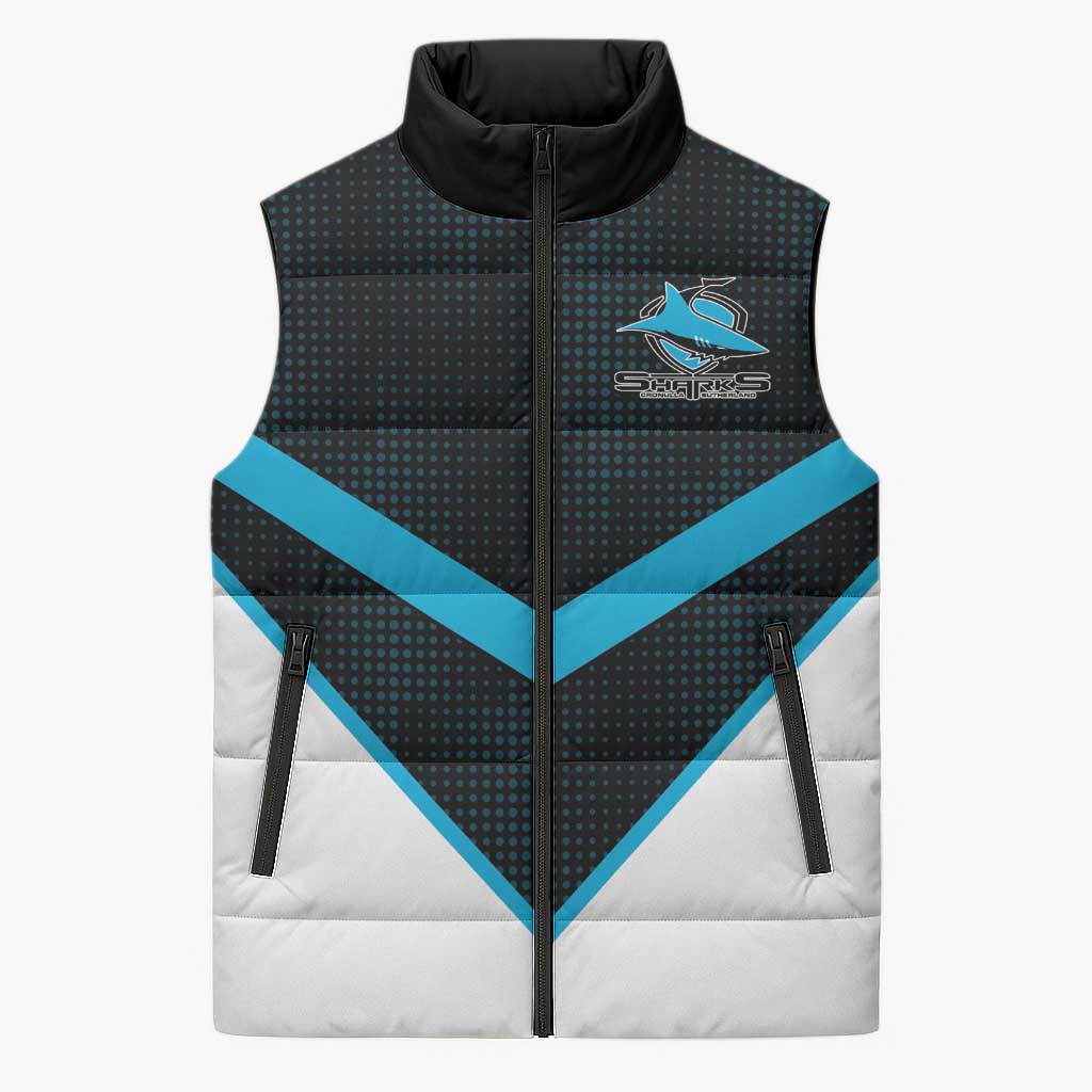 Cronulla-Sutherland Sharks Custom Sleeveless Puffer Jacket Go Sharkies 2026 Version