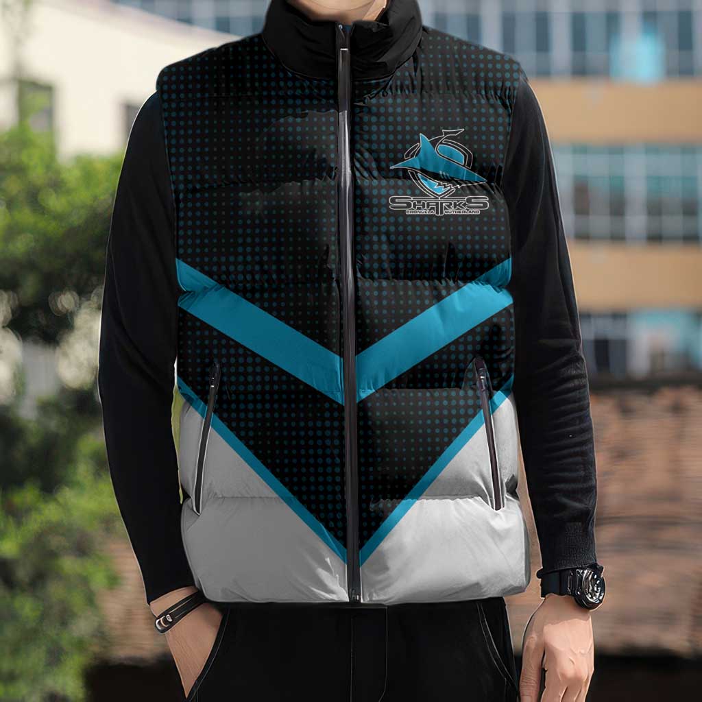 Cronulla-Sutherland Sharks Custom Sleeveless Puffer Jacket Go Sharkies 2026 Version