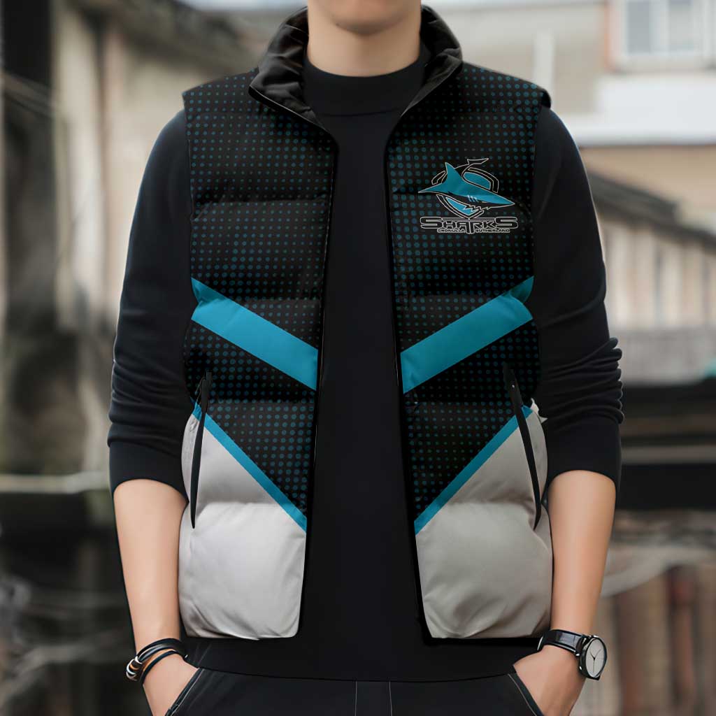 Cronulla-Sutherland Sharks Custom Sleeveless Puffer Jacket Go Sharkies 2026 Version