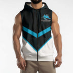 Cronulla-Sutherland Sharks Custom Sleeveless Zip Hoodie Go Sharkies 2026 Version