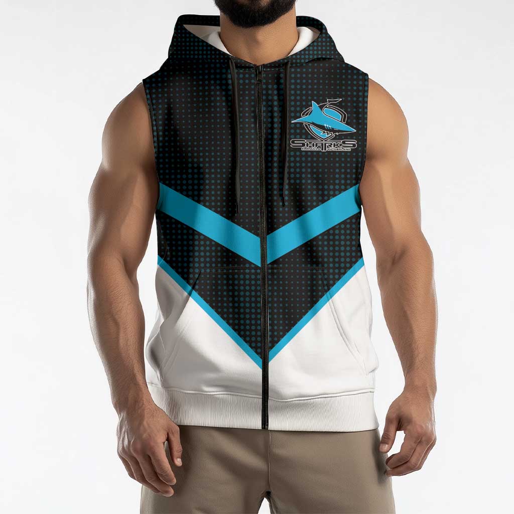 Cronulla-Sutherland Sharks Custom Sleeveless Zip Hoodie Go Sharkies 2026 Version