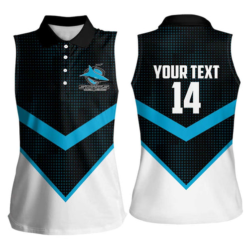 Cronulla-Sutherland Sharks Custom Women Sleeveless Polo Shirt Go Sharkies 2026 Version