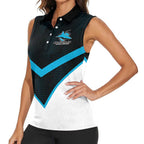 Cronulla-Sutherland Sharks Custom Women Sleeveless Polo Shirt Go Sharkies 2026 Version