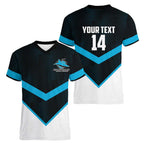 Cronulla-Sutherland Sharks Custom Women V-Neck T-Shirt Go Sharkies 2026 Version