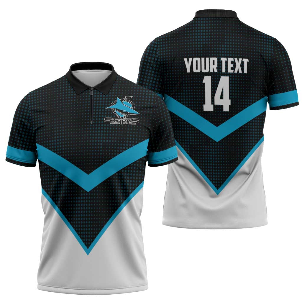 Cronulla-Sutherland Sharks Custom Zipper Polo Shirt Go Sharkies 2026 Version