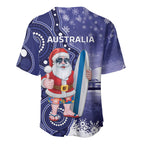 Christmas In July Australia Baseball Jersey Santa Surfboard Sydney Opera House - Blue