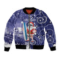 Christmas In July Australia Bomber Jacket Santa Surfboard Sydney Opera House - Blue