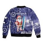 Christmas In July Australia Bomber Jacket Santa Surfboard Sydney Opera House - Blue