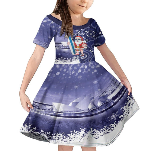 Christmas In July Australia Family Matching Mermaid Dress and Hawaiian Shirt Santa Surfboard Sydney Opera House - Blue