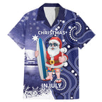 Christmas In July Australia Family Matching Mermaid Dress and Hawaiian Shirt Santa Surfboard Sydney Opera House - Blue