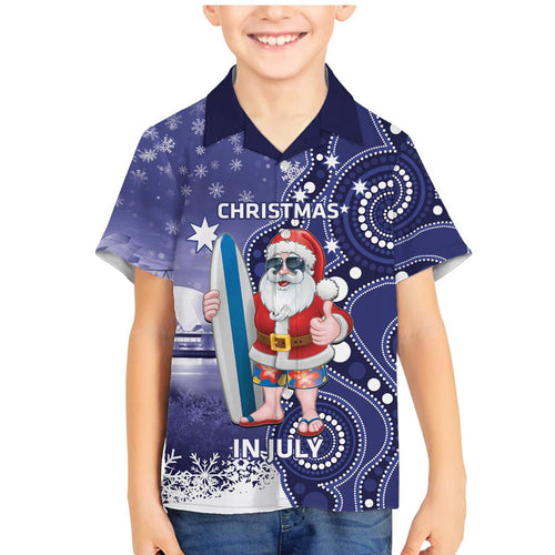 Christmas In July Australia Family Matching Mermaid Dress and Hawaiian Shirt Santa Surfboard Sydney Opera House - Blue