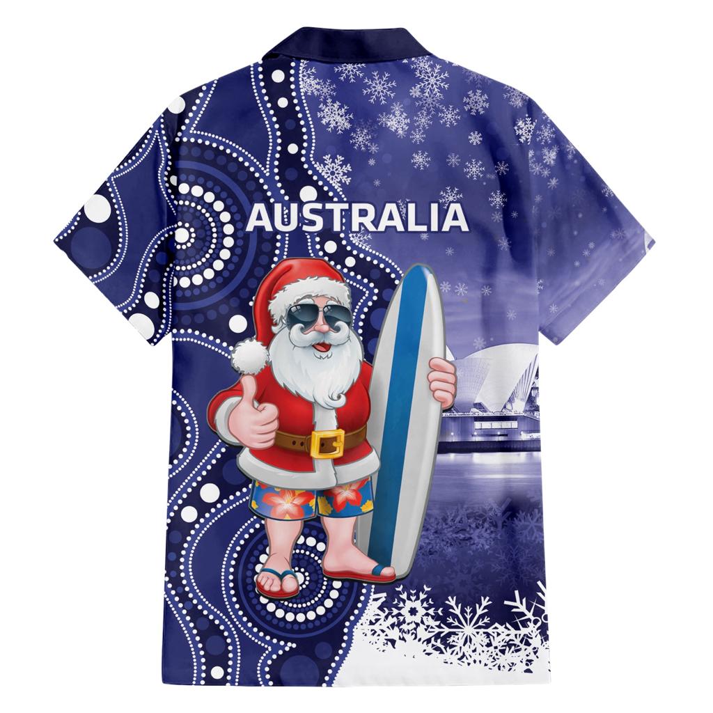 Christmas In July Australia Family Matching Short Sleeve Bodycon Dress and Hawaiian Shirt Santa Surfboard Sydney Opera House - Blue