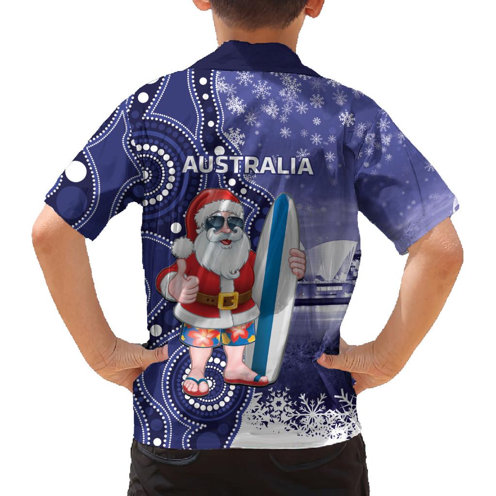 Christmas In July Australia Family Matching Tank Maxi Dress and Hawaiian Shirt Santa Surfboard Sydney Opera House - Blue