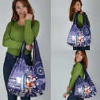 Christmas In July Australia Grocery Bag Santa Surfboard Sydney Opera House - Blue