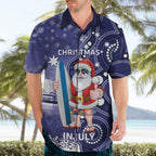 Christmas In July Australia Hawaiian Shirt Santa Surfboard Sydney Opera House - Blue