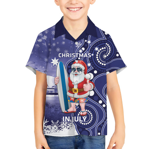 Christmas In July Australia Hawaiian Shirt Santa Surfboard Sydney Opera House - Blue