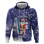 Christmas In July Australia Hoodie Santa Surfboard Sydney Opera House - Blue