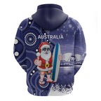 Christmas In July Australia Hoodie Santa Surfboard Sydney Opera House - Blue