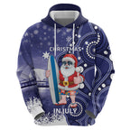 Christmas In July Australia Hoodie Santa Surfboard Sydney Opera House - Blue