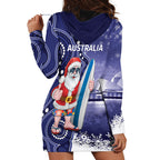 Christmas In July Australia Hoodie Dress Santa Surfboard Sydney Opera House - Blue