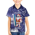 Christmas In July Australia Kid Hawaiian Shirt Santa Surfboard Sydney Opera House - Blue