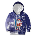 Christmas In July Australia Kid Hoodie Santa Surfboard Sydney Opera House - Blue