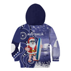 Christmas In July Australia Kid Hoodie Santa Surfboard Sydney Opera House - Blue