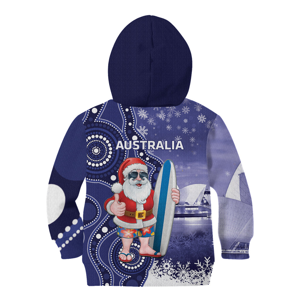 Christmas In July Australia Kid Hoodie Santa Surfboard Sydney Opera House - Blue