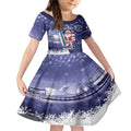 Christmas In July Australia Kid Short Sleeve Dress Santa Surfboard Sydney Opera House - Blue