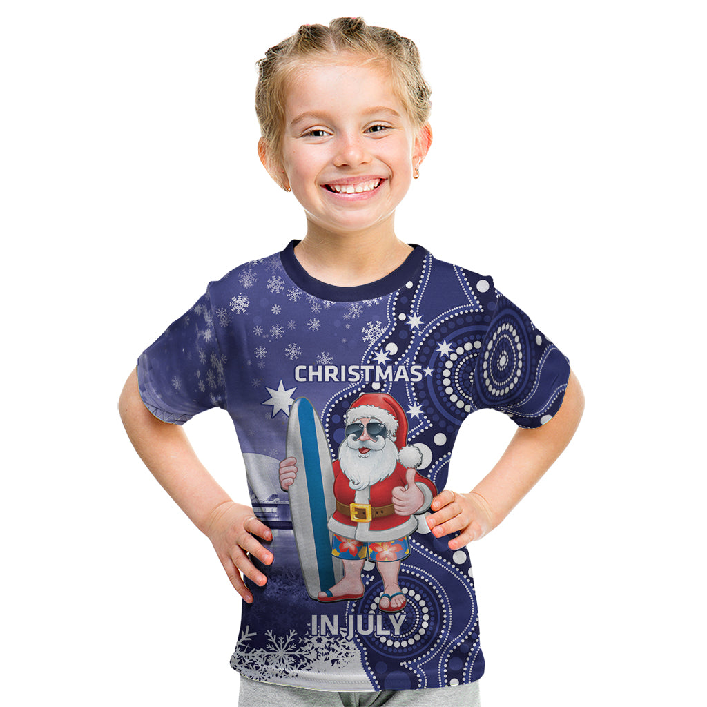 Christmas In July Australia Kid T Shirt Santa Surfboard Sydney Opera House - Blue