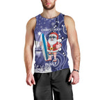 Christmas In July Australia Men Tank Top Santa Surfboard Sydney Opera House - Blue
